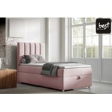 Best for Home Boxspringbett mit Bettkasten Trinity K10-SINGLE 90x200 Bonellfederkern inkl. Topper | Rosa | Rosa