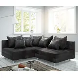 DeLife Ecksofa Clovis Anthrazit Antik Optik Ottomane Links Modulsofa - Schwarz/Grau