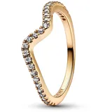 Pandora Damenring Funkelnde Welle Goldfarben, 52/16,6