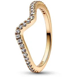 Pandora Damenring Funkelnde Welle Goldfarben, 52/16,6