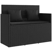 Furnicato Gartenbank mit Kissen Schwarz Poly Rattan