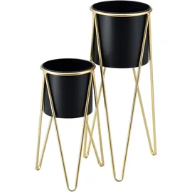 [en.casa] Hedera Blumenständer 2-tlg. 60 x 30 cm Goldfarben/Schwarz