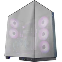 Mars Gaming MC-3GFPRO, Gaming-Gehäuse ATX, Dreifaches Verspiegeltes Glas, 2X 120mm ARGB-Lüfter, Vertikale GPU-Montage, PC-Tower mit Unterstützung für Flüssigkeitskühlung bis zu 360mm, Carbonfaser