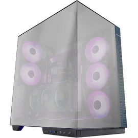 Mars Gaming MC-3GFPRO, Gaming-Gehäuse ATX, Dreifaches Verspiegeltes Glas, 2X 120mm ARGB-Lüfter, Vertikale GPU-Montage, PC-Tower mit Unterstützung für Flüssigkeitskühlung bis zu 360mm, Carbonfaser