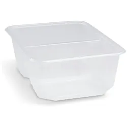 VEPATIM 50x Rechteckschalen 2-geteilt 186x133mm 1000ml PP klar für heiße Speisen