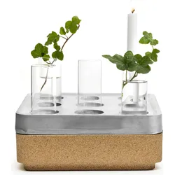 Stumpastaken S Kerzenständer Aluminium mit 4 Vasen und Untersetzer 6 El.