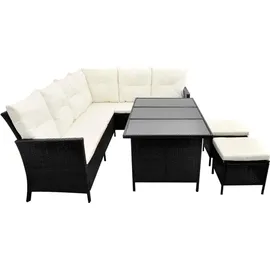 vidaXL Polyrattan Lounge-Set mit Auflagen 4-tlg. schwarz 43096