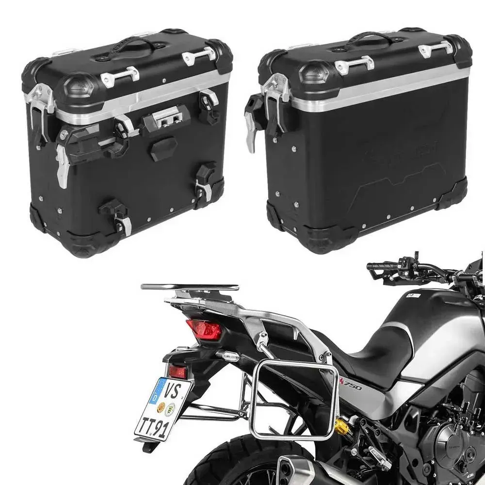 Touratech Zega Evo And-black 31l/31l Honda Xl750 Transalp Seitenkoffer-set - Silver / Black - One Size