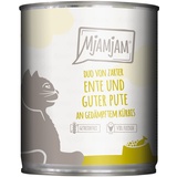 MjAMjAM Duo 6 x 800 g - zarte Ente & gute Pute an gedämpftem Kürbis