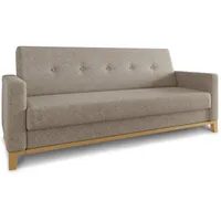 Sofa Wood mit Schlaffunktion - Schlafsofa mit Bettkasten, Bettsofa, Massivholz, Polstersofa mit Holzfüße, Couchgarnitur, Couch (Beige (Twist 02))