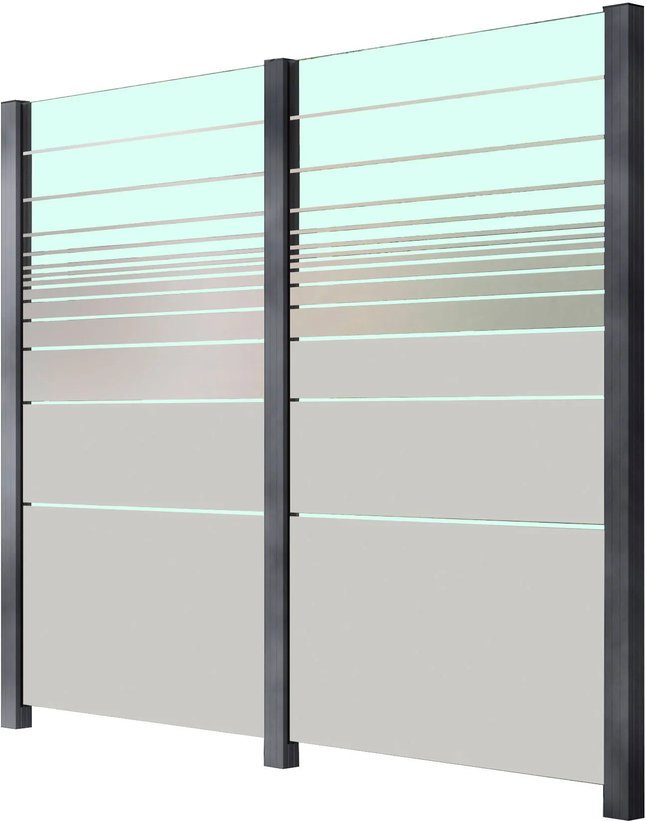 STAKET PRO Zaun Zaunelemente Glaszaun, Gesamtlänge: 2,289 m, 3 Pfosten Gr. Pfosten: 3 St., grau