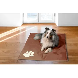 Dobar Kühlmatte für Hunde mit Pfoten Muster 99,5 x 70 cm Braun/Beige