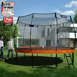 Kinetic Sports Trampolin Outdoor 'Ultimate Pro' Ø 244/305/366/427 cm – Kindertrampolin mit Leiter, Gartentrampolin im Kürbis-Design, bis zu 160 kg Sunset Orange 366 cm