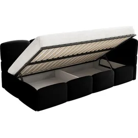 Selsey Cloudy – Kinderbett 120x200, Kopfteil rechts, Matratze & Bettkasten, Samt Schwarz