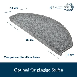 Beautissu Stufenmatte, Hellgrau, Textil, 28x1x65 cm, Teppiche - Böden, Bodenbeläge