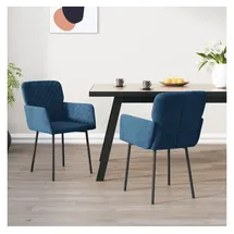 vidaXL Esszimmerstühle 2 Stk. Blau Samt