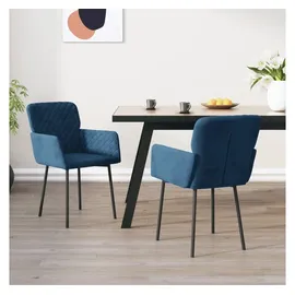 vidaXL Esszimmerstühle 2 Stk. Blau Samt