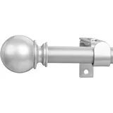 Gardinenstange 70-340cm, Vorhangstange mit rundem Endstück mit Halterungen, Beschläge-Set aus Edelstahl, Gardinenstange Verstellbare Dekorative für Wohnzimmer Schlafzimmer Fenster/Silber