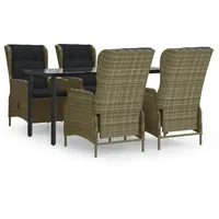 VidaXL 5-tlg. Garten-Essgruppe Braun Poly Rattan