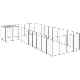 vidaXL Hundezwinger 13,31 m2 Stahl Silber