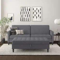 3-Sitzer DOREL HOME "Presley", grau, B:203cm H:83cm T:83cm, Webstoff, 100% Polyester, Sofas, Sofa mit Bett-Funktion und verstellbarer Rückenlehne