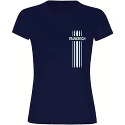 multifanshop Damen T-Shirt - Frankreich - Streifen - Druck weiß - Frauen
