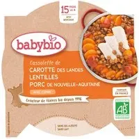 Babybio CASSOLETTE DE CAROTTE DES LANDES LENTILLES PORC NOUVELLE-AQUITAINE AU CUMIN dès 15 mois Aliment 260 g