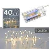 Cepewa LED Lichterkette Mikro 40er 4 m warmweiß Silber