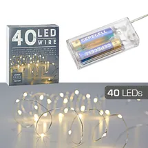 Cepewa LED Lichterkette Mikro 40er 4 m warmweiß Silber