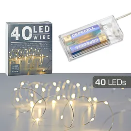 Cepewa LED Lichterkette Mikro 40er 4 m warmweiß Silber