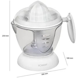 Bomann Bomann® Saftpresse elektrisch | Start-/Stoppfunktion | 1,2L Orangensaftpresse | inkl. 2 Kegel | Rechts-Linkslauf | Orangenpresse | ZP 1092 CB - Weiß