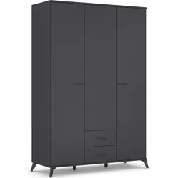 Drehtürenschrank RAUCH "Lucena", grau (graumetallic), B:140cm H:203cm T:54cm, Holzwerkstoff, Schränke, mit schräg ausgestellten Füßen im Monochrom-Stil