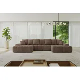 altdecor Eckcouch Samt 6-Sitzer Braun