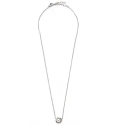 Kette mit Anhänger FIRETTI "Solitär, klassisch, zeitlos", silber (edelstahlfarben, kristallweiß), Halsketten, Damen, Edelstahl, L: 45,5cm, mit Glasstein