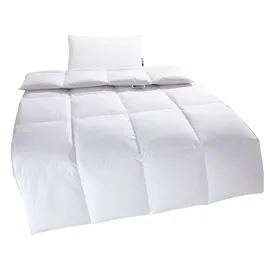 MY HOME Kassettenbett + Kopfkissen "RINA, Bettdecke in 135x200 & 155x220 cm, 2-tlg.", weiß, B/L: 135cm x 200cm Anzahl Teile 1, B/L: 40cm x 80cm Anzahl Teile 1, Bezug: Baumwolle Füllung: Entendaune/-feder, warm, Bettdecken Bezug: 100% Baumwolle.