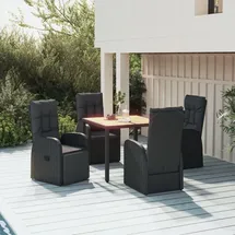 vidaXL Polyrattan Garten-Essgruppe 5-tlg. schwarz inkl. Kissen 3157599
