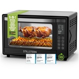 Stillstern Minibackofen MB45-LED 2G (45L) Deutsche Version, Ofenhandschuhe, Rezeptheft, Drehspieß, Timer, Innenbeleuchtung schwarz