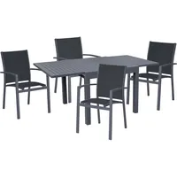 5 teilig Tisch Gruppe ALU Dunkelgrau Streber Garten Sitz-Gruppe Veranda Terrasse