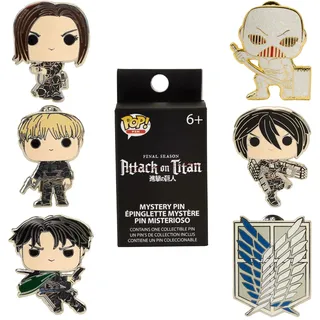 Funko Loungefly Pop! 6 Pieces BLIND PIN Set: AOT Characters - Eren Jaeger - Attack On Titan - Blind Box Emaille-Nadeln - Niedliche Brosche Zum Sammeln - Für Rucksäcke & Taschen - Geschenkidee - Anime Fans