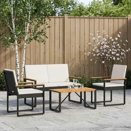 vidaXL Gartenmöbel Set 4-tlg. Schwarz/Cremeweiß