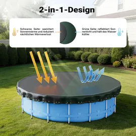 Wiltec Poolabdeckung rund Schwarz/Grün Ø 560 cm