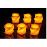 Hi 55046 - 6 LED WACHSKERZEN KERZEN ECKIG GEDREHTE FORM CA. 5 x 5 CM