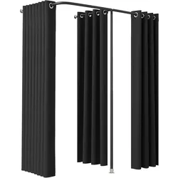 VEVOR Umkleidekabine Umkleideraum Sichtschutz Vorhänge Schwarz 200x100x200cm