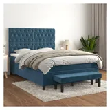 vidaXL Boxspringbett mit Matratze Dunkelblau 140x200 cm Samt