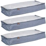 Relaxdays Unterbettkommode 14 x 100 x 45 cm 3-tlg. grau/transparent