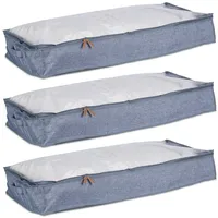 Relaxdays Unterbettkommode 14 x 100 x 45 cm 3-tlg. grau/transparent