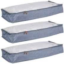 Relaxdays Unterbettkommode 14 x 100 x 45 cm 3-tlg. grau/transparent