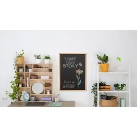 ALLboards Schwarze Kreidetafel 70x50cm mit ECO-Holzrahmen, abwischbare Tafel für Restaurant, Menüboard