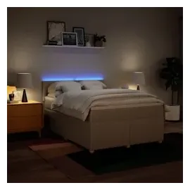 vidaXL Boxspringbett mit Matratze Creme 140x190 cm Stoff