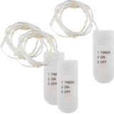 VBS 3er-Pack Micro LED-Lichterkette mit Timer 10 LEDs - Transparent